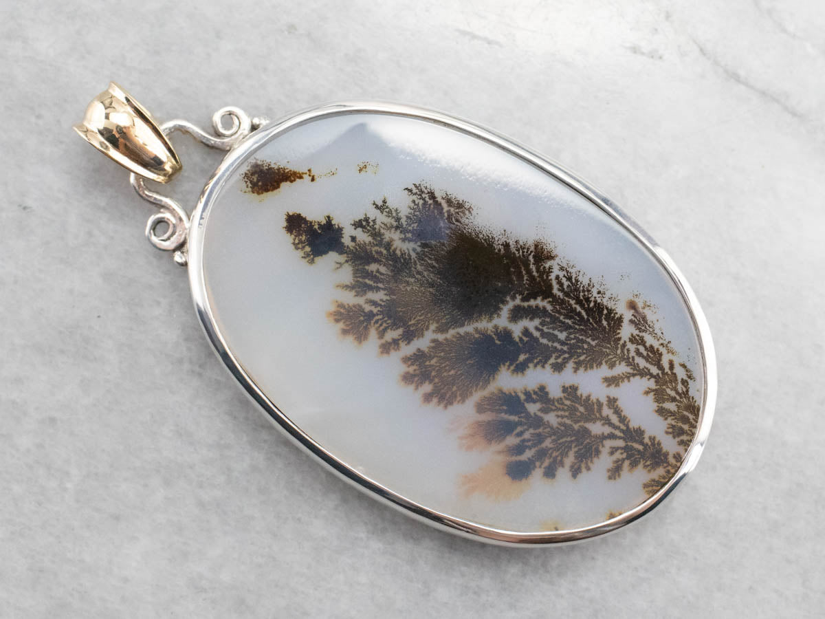 Colgante llamativo de metales mixtos de ágata dendrítica