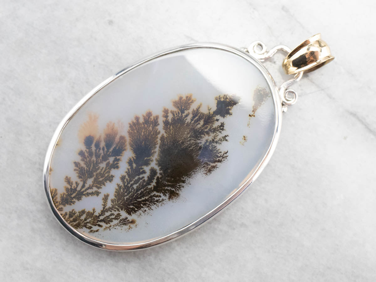 Colgante llamativo de metales mixtos de ágata dendrítica