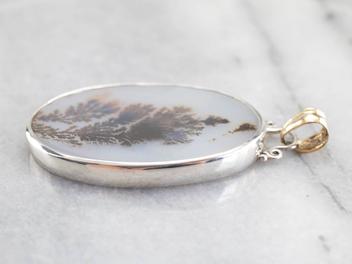 Colgante llamativo de metales mixtos de ágata dendrítica