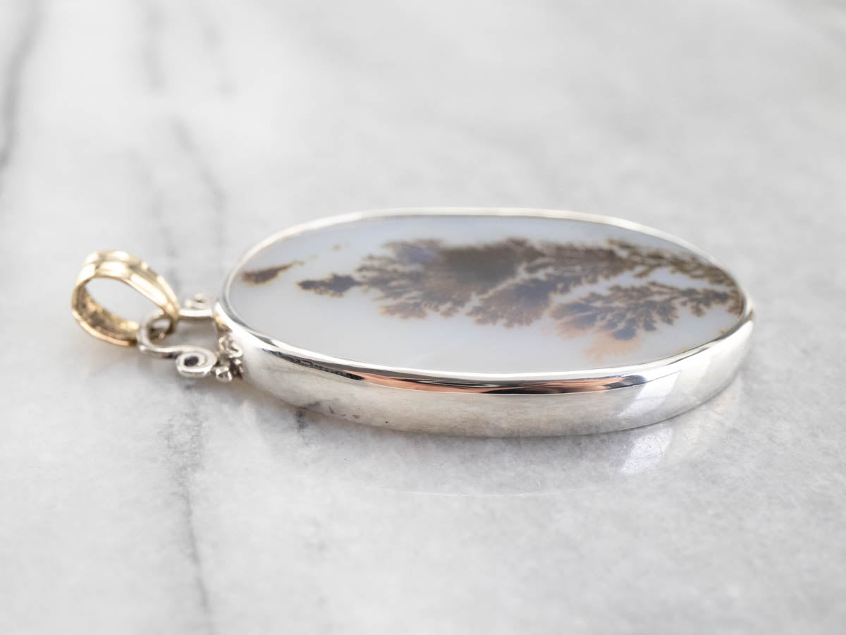 Colgante llamativo de metales mixtos de ágata dendrítica