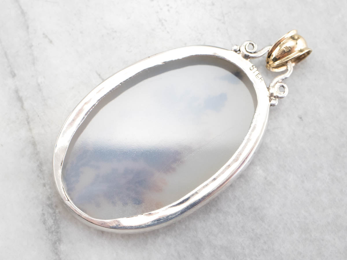 Colgante llamativo de metales mixtos de ágata dendrítica