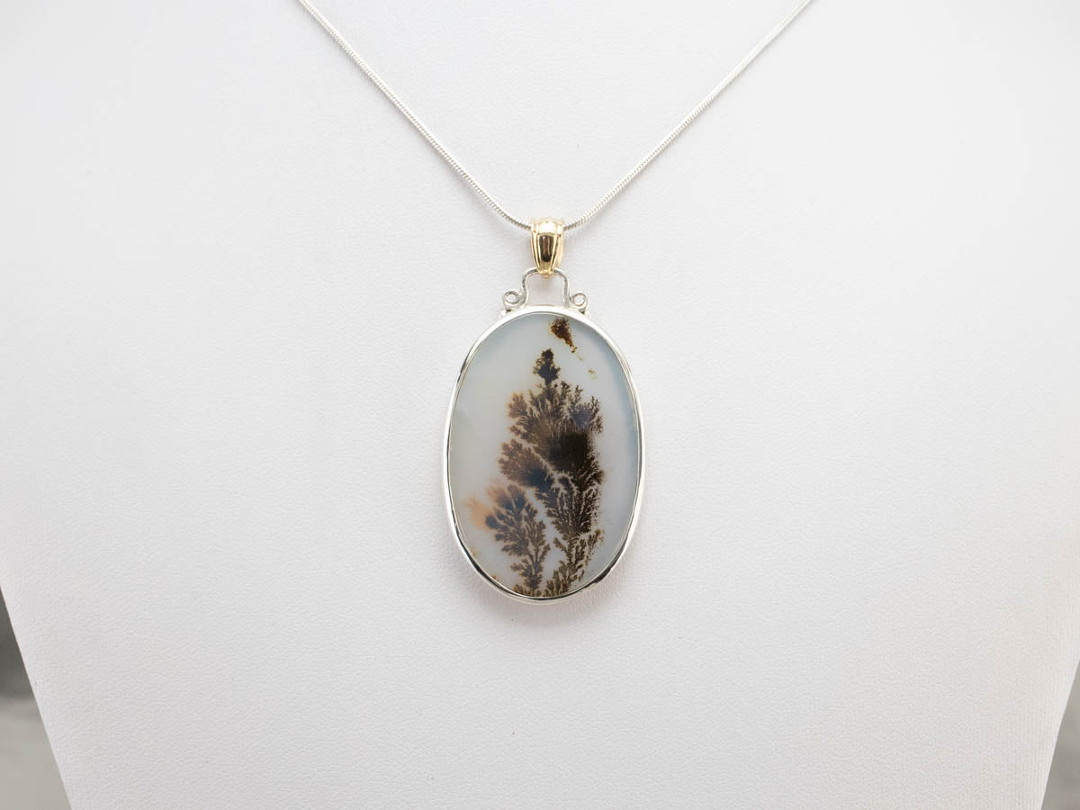 Colgante llamativo de metales mixtos de ágata dendrítica