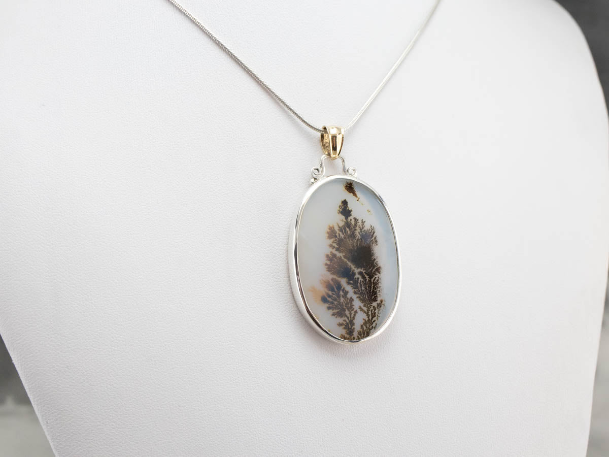 Colgante llamativo de metales mixtos de ágata dendrítica