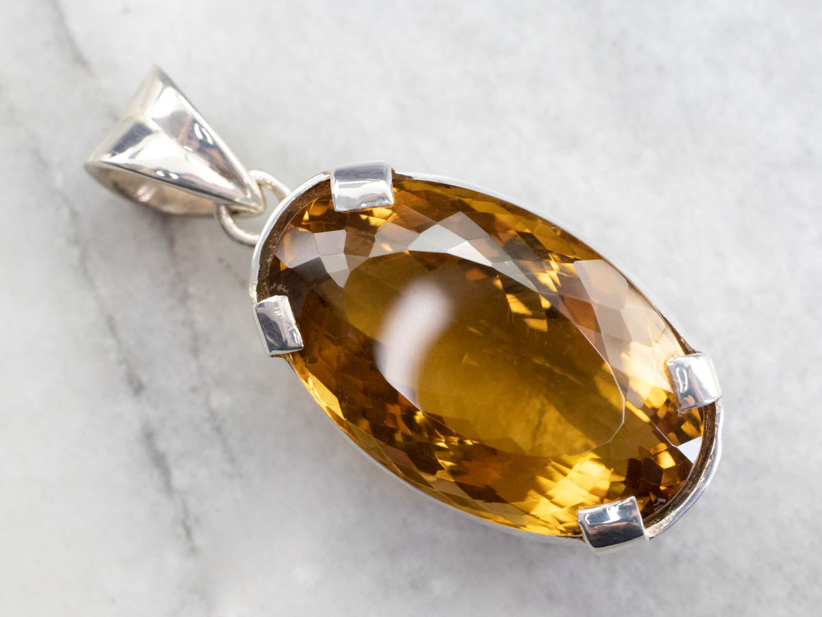 Honey Quartz Sterling Silver Statement Pendant