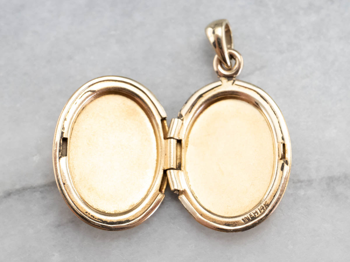 Floral Monogrammed "R" Gold Locket