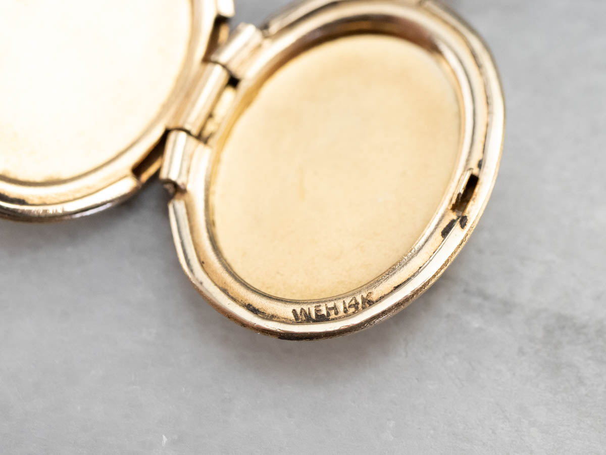 Floral Monogrammed "R" Gold Locket