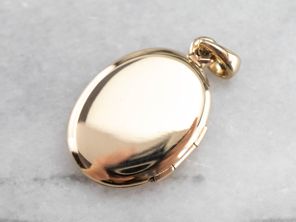 Floral Monogrammed "R" Gold Locket