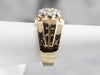 Diamond Cluster Two Tone Gold Statement Band