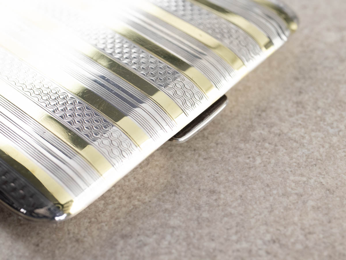 Vintage Elgin Striped Mixed Metal Cigarette Case