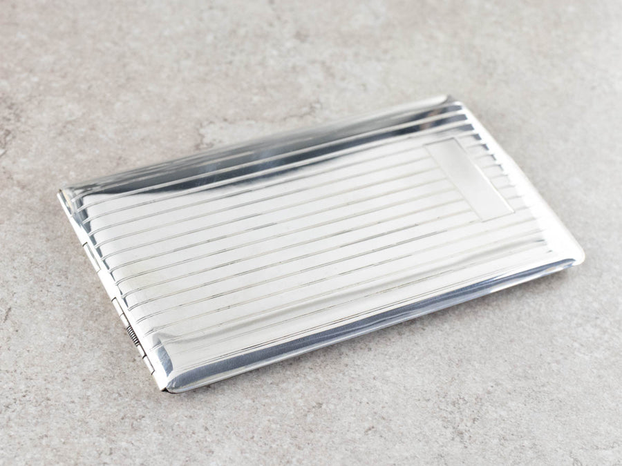 Vintage Elgin Striped Silver Cigarette Case