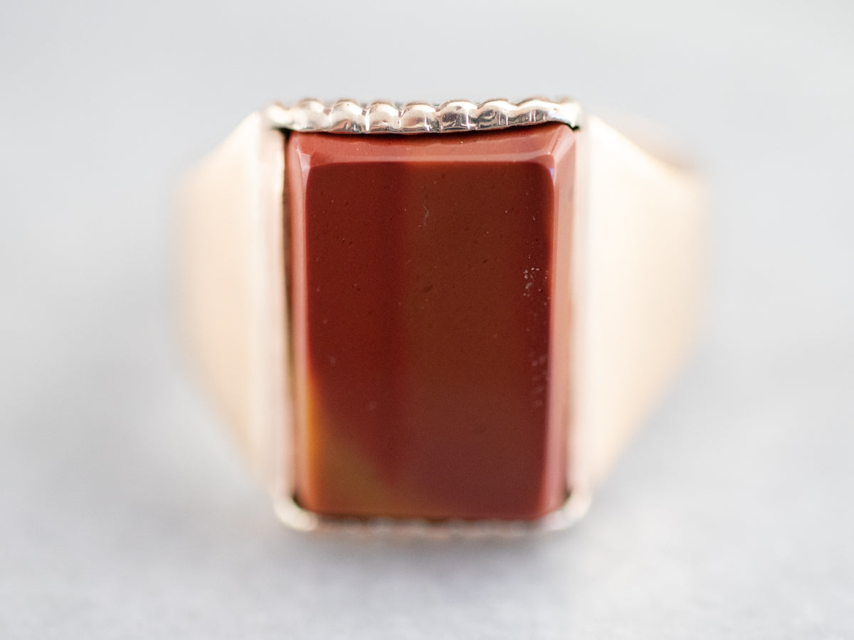 Unisex Antique Rose Gold Jasper Ring