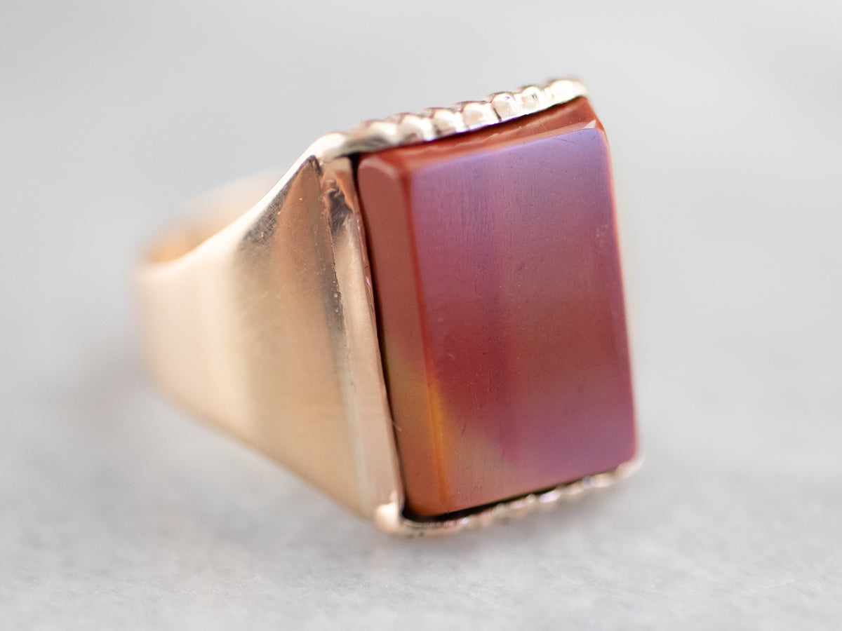 Unisex Antique Rose Gold Jasper Ring