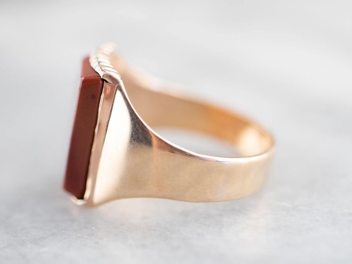 Unisex Antique Rose Gold Jasper Ring