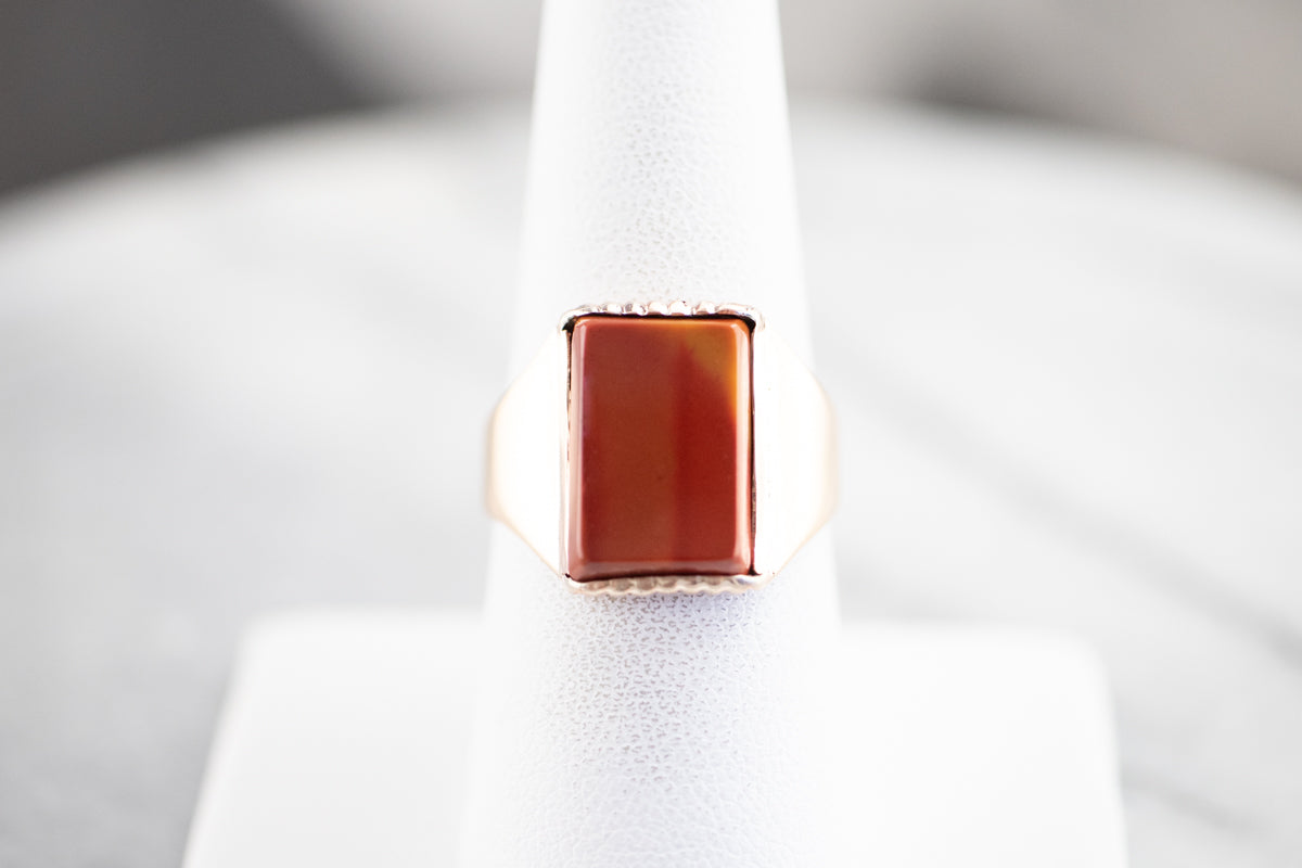 Unisex Antique Rose Gold Jasper Ring