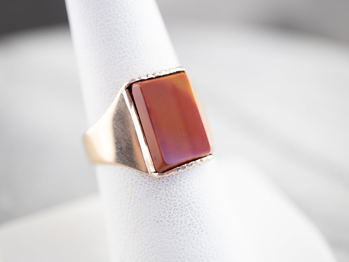 Unisex Antique Rose Gold Jasper Ring