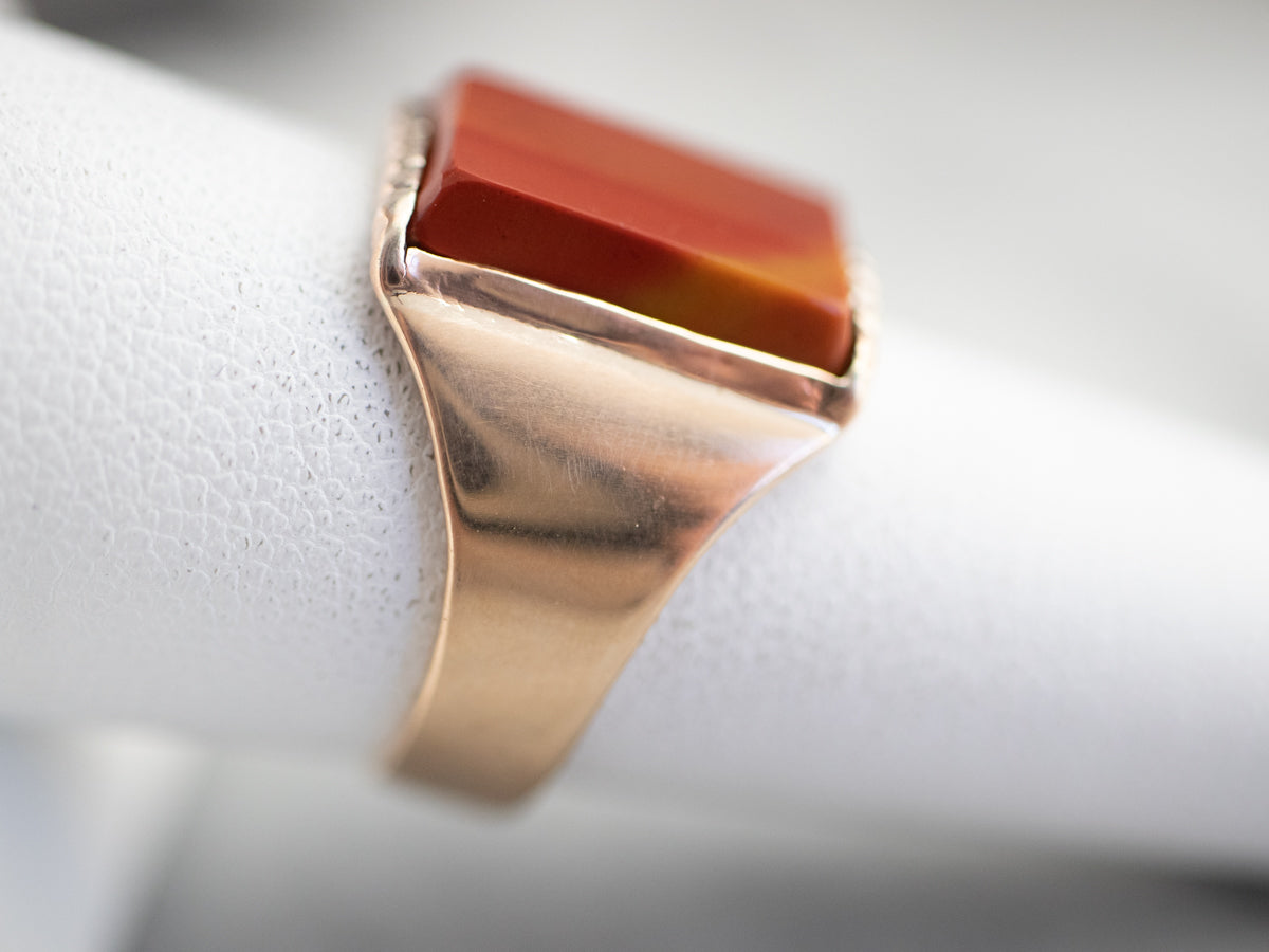 Unisex Antique Rose Gold Jasper Ring