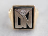Men's Onyx and Diamond Retro "DN" Signet Ring,