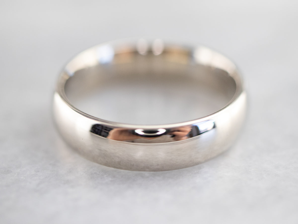 Heavy 14 Karat White Gold Band