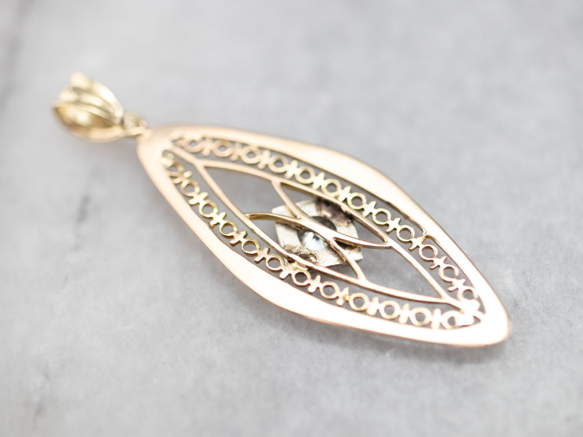 Two Tone Gold Diamond Solitaire Pendant