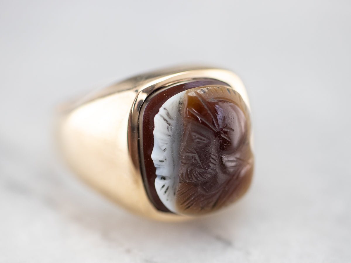 Husband and Wife  Gold Sardonyx Cameo Ring