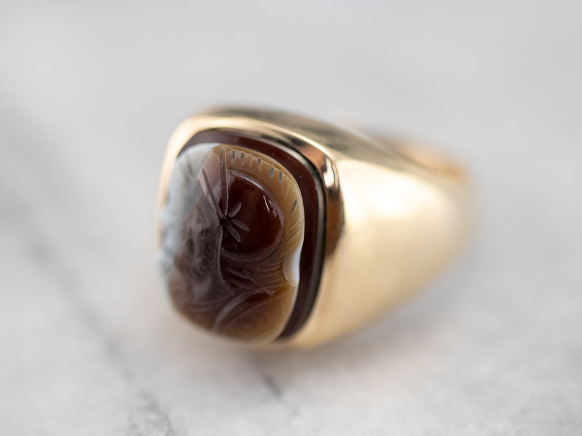 Husband and Wife  Gold Sardonyx Cameo Ring