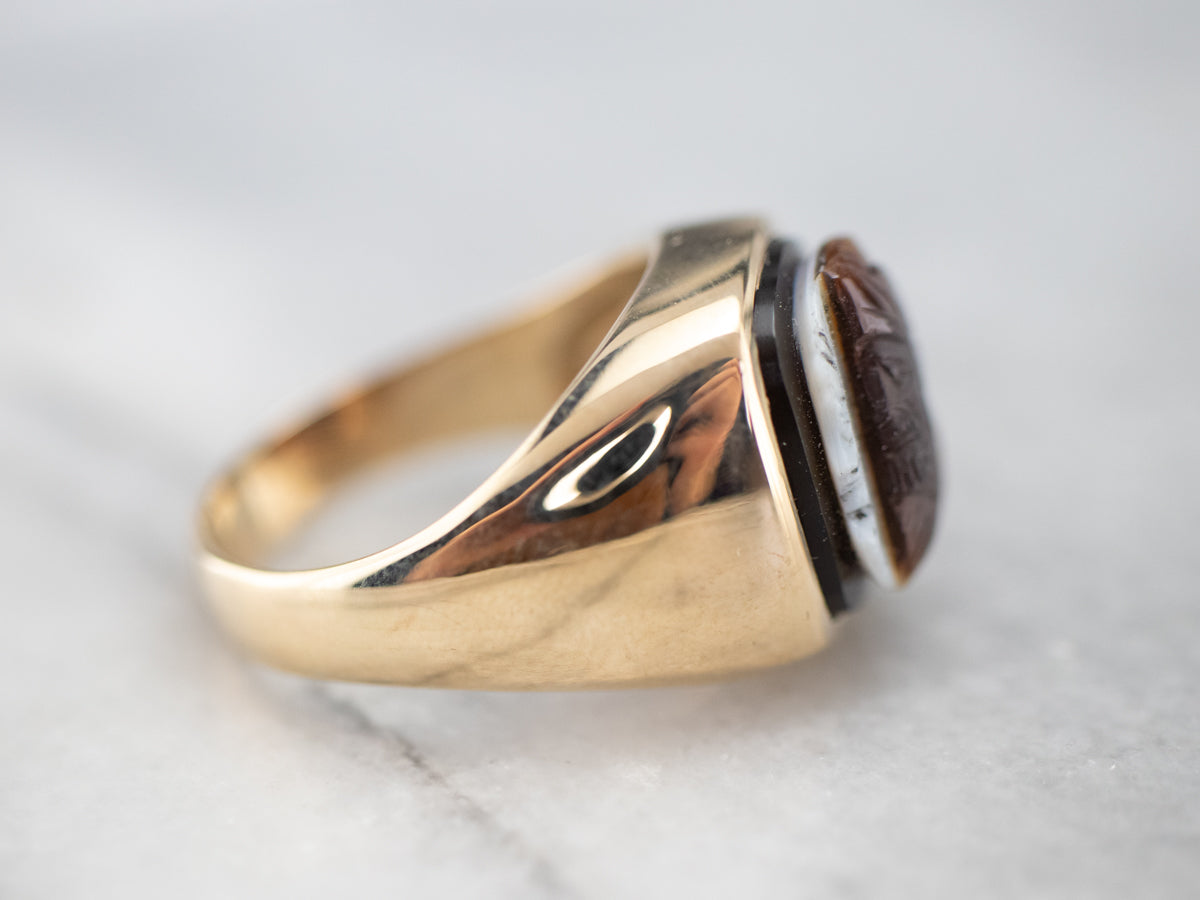 Husband and Wife  Gold Sardonyx Cameo Ring