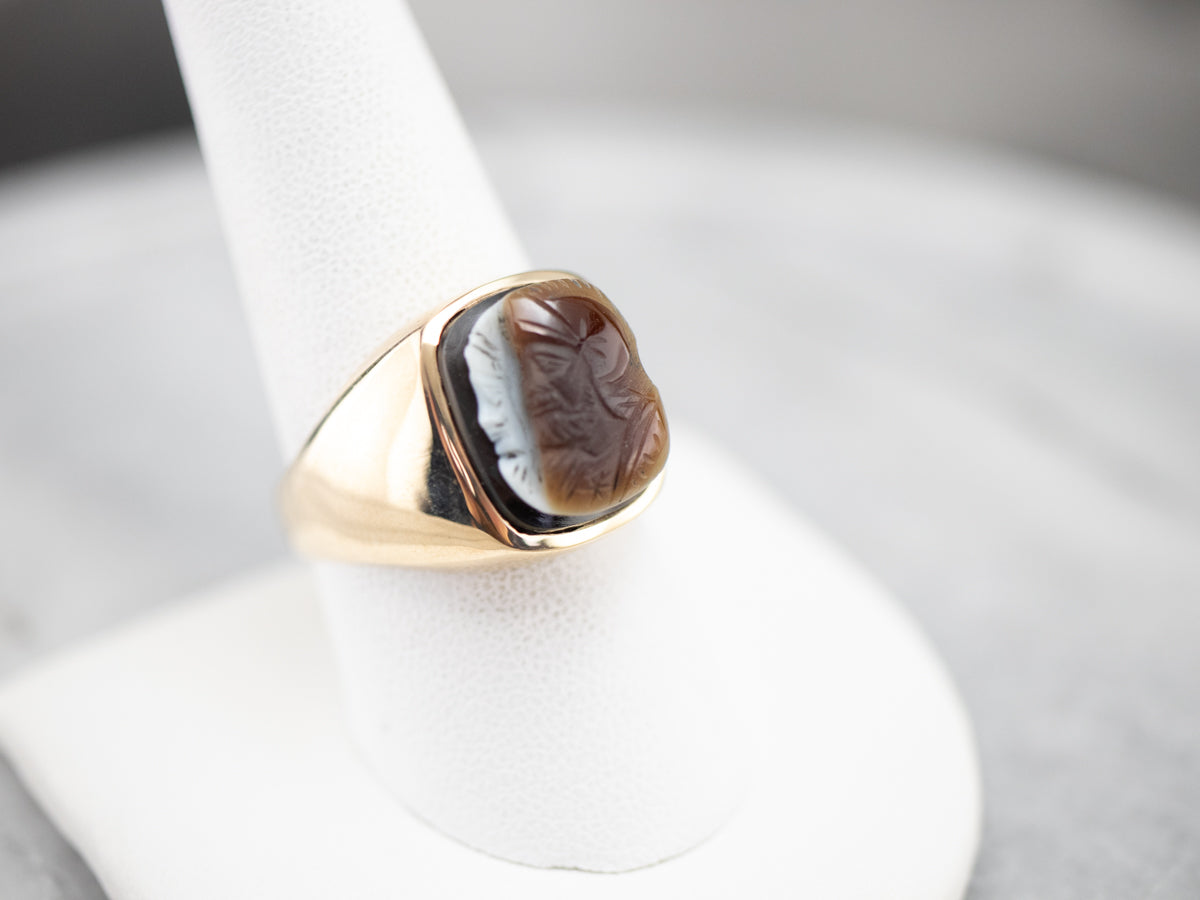 Husband and Wife  Gold Sardonyx Cameo Ring