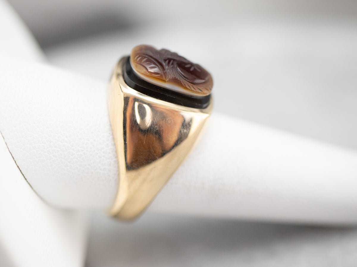 Husband and Wife  Gold Sardonyx Cameo Ring