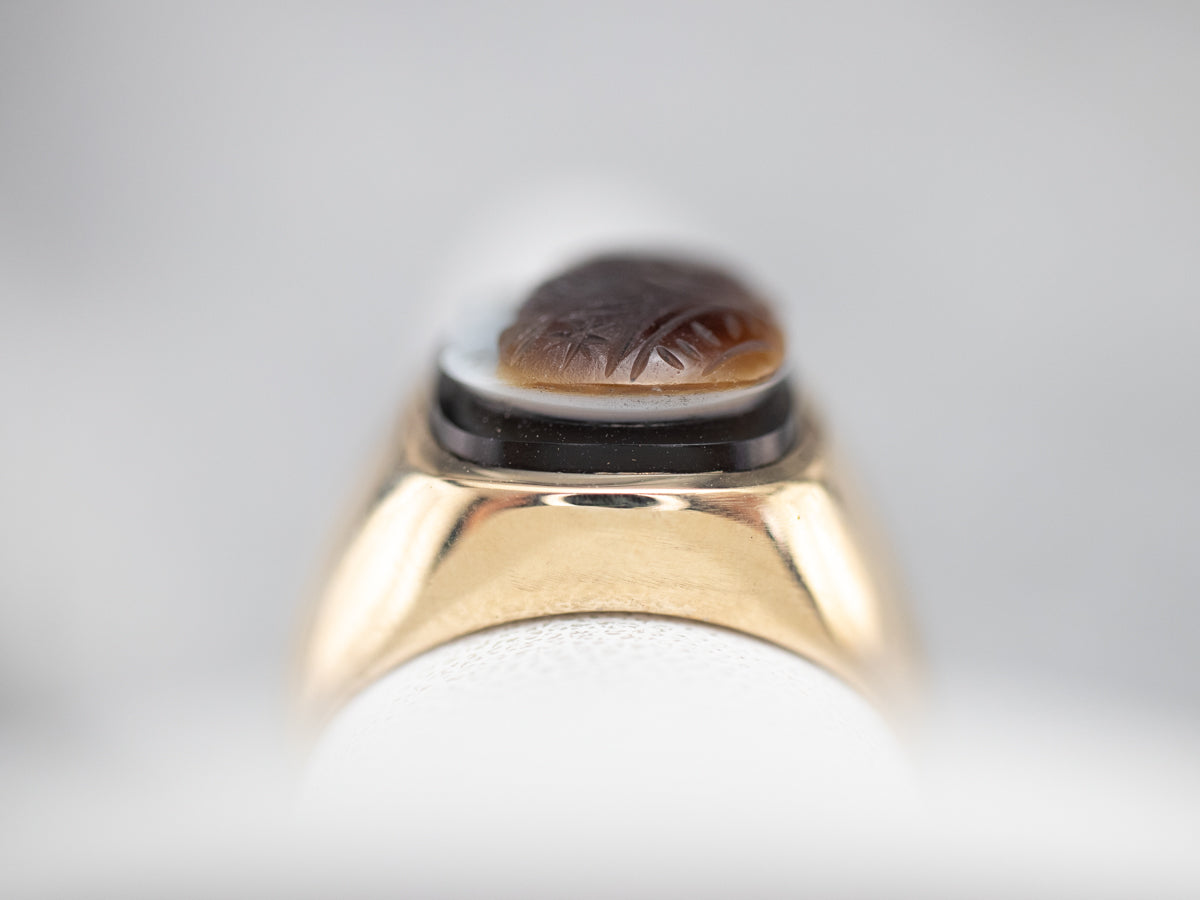 Husband and Wife  Gold Sardonyx Cameo Ring