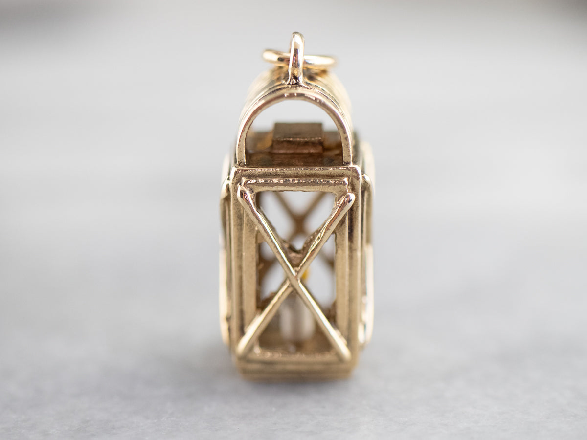 Large Gold Enamel Lantern Charm