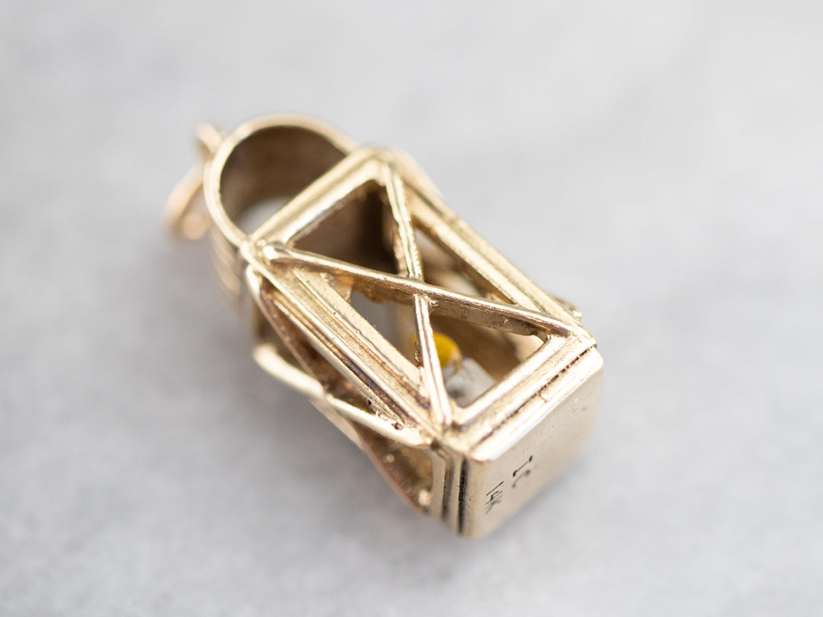 Large Gold Enamel Lantern Charm