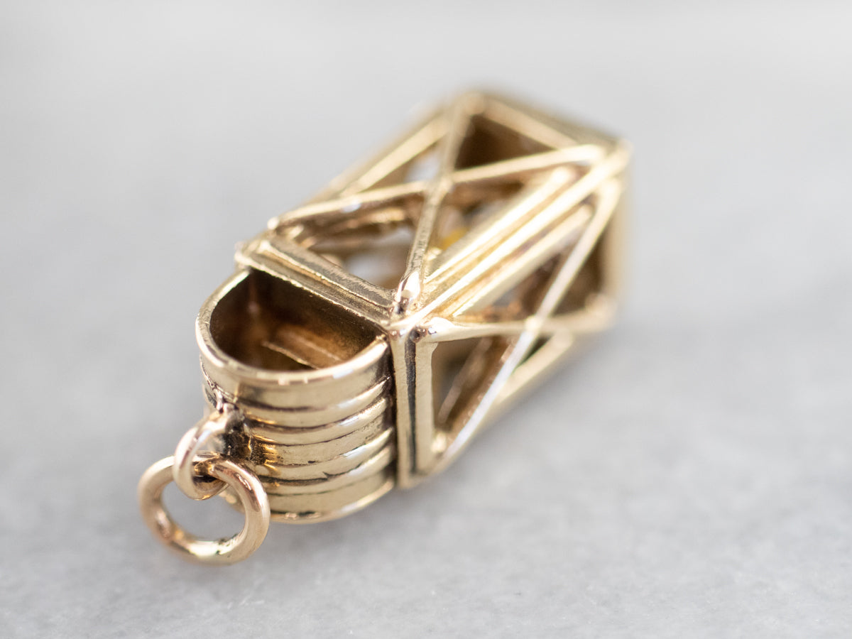 Large Gold Enamel Lantern Charm