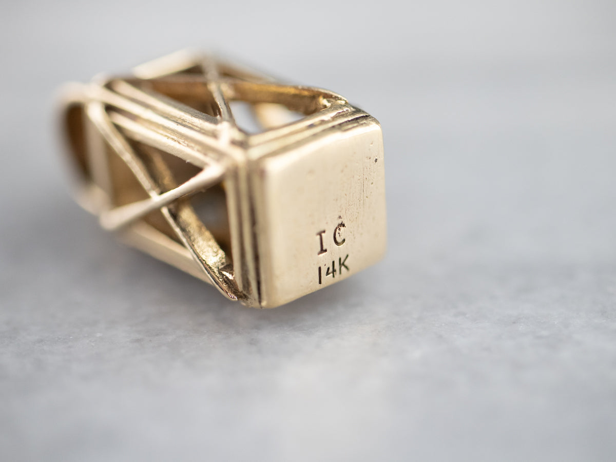 Large Gold Enamel Lantern Charm