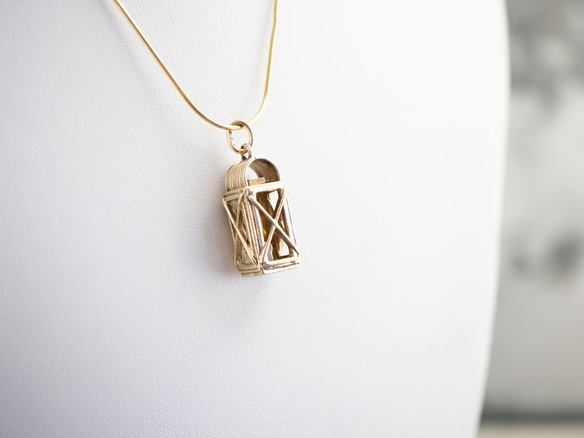 Large Gold Enamel Lantern Charm