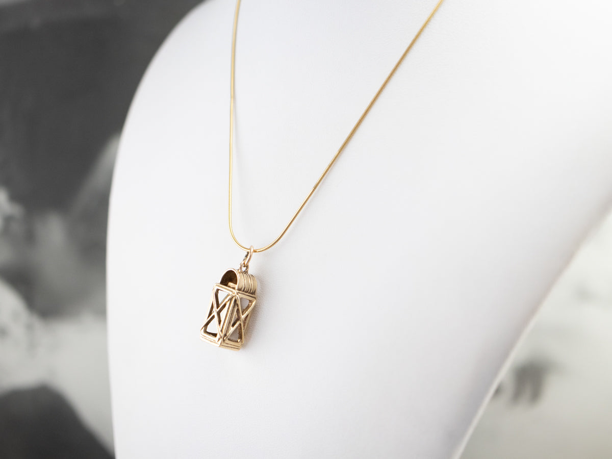 Large Gold Enamel Lantern Charm