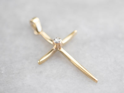 Modern Gold Diamond Cross