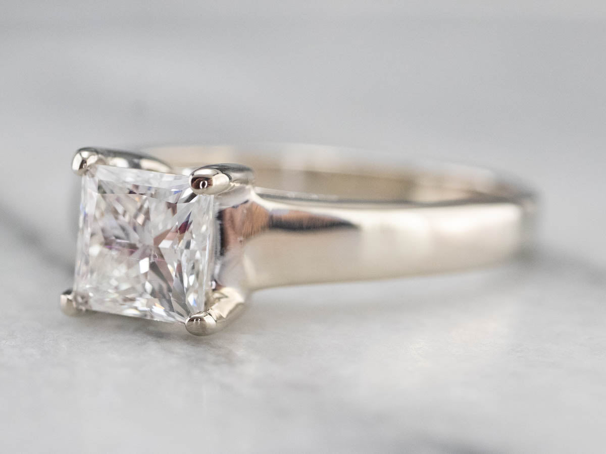 Princess Cut AGI Certified Diamond Solitaire Engagement Ring
