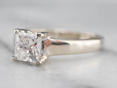 Princess Cut AGI Certified Diamond Solitaire Engagement Ring