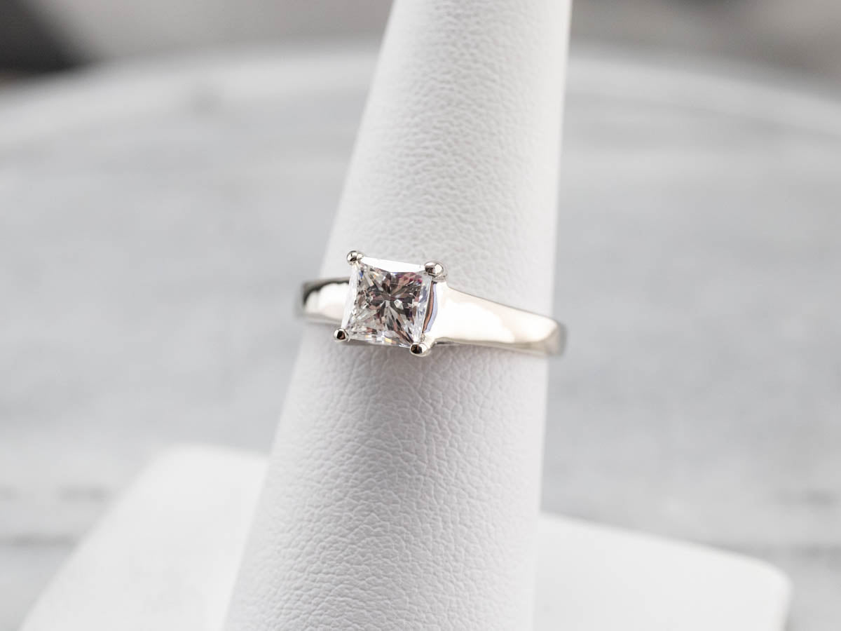 Princess Cut AGI Certified Diamond Solitaire Engagement Ring