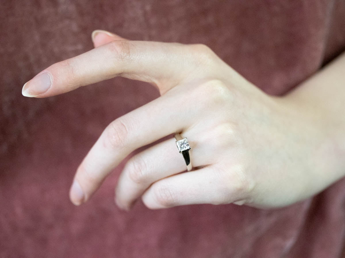 Princess Cut AGI Certified Diamond Solitaire Engagement Ring