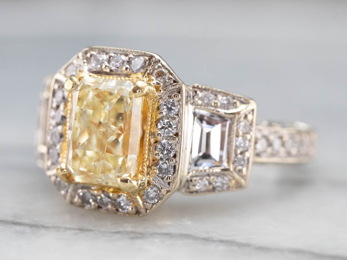 Modern Yellow GIA Certified Diamond Ring
