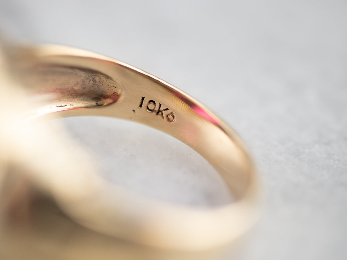 Retro Men's Ruby Red Glass Masonic Ring