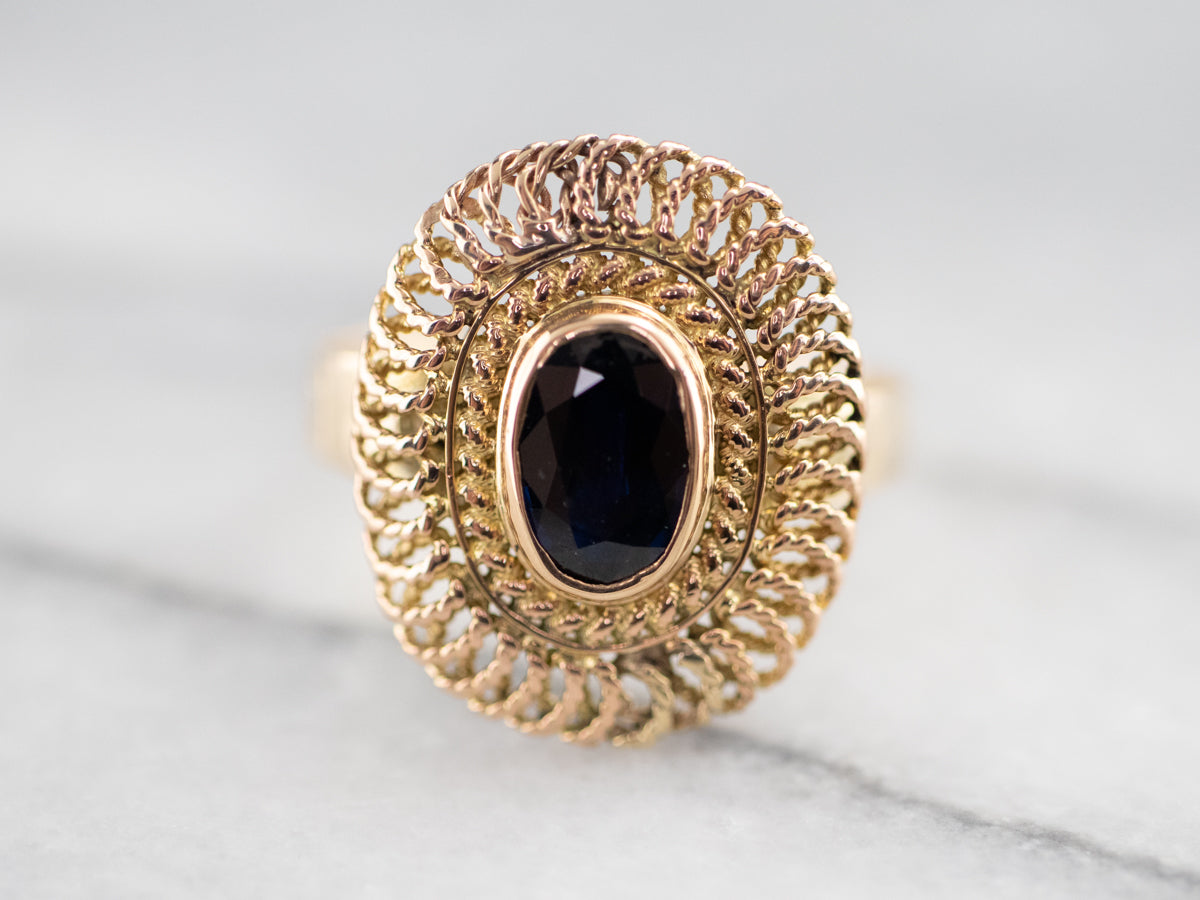 Sapphire Filigree Solitaire Ring