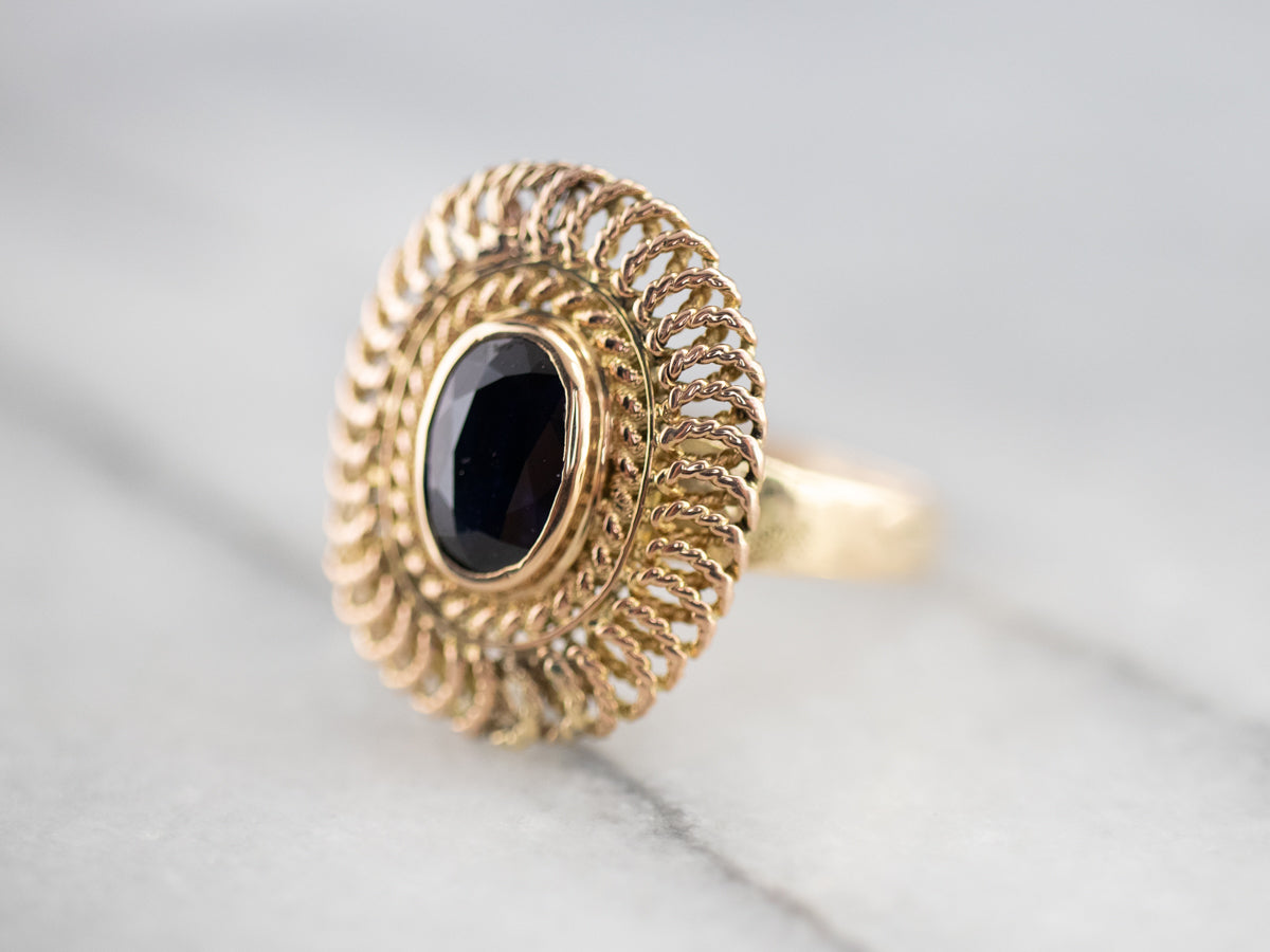 Sapphire Filigree Solitaire Ring