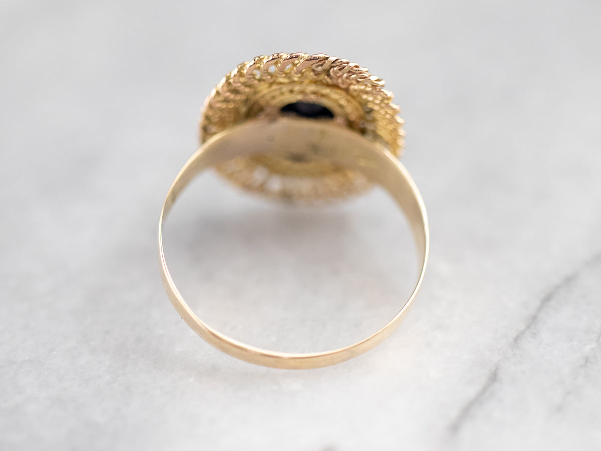 Sapphire Filigree Solitaire Ring