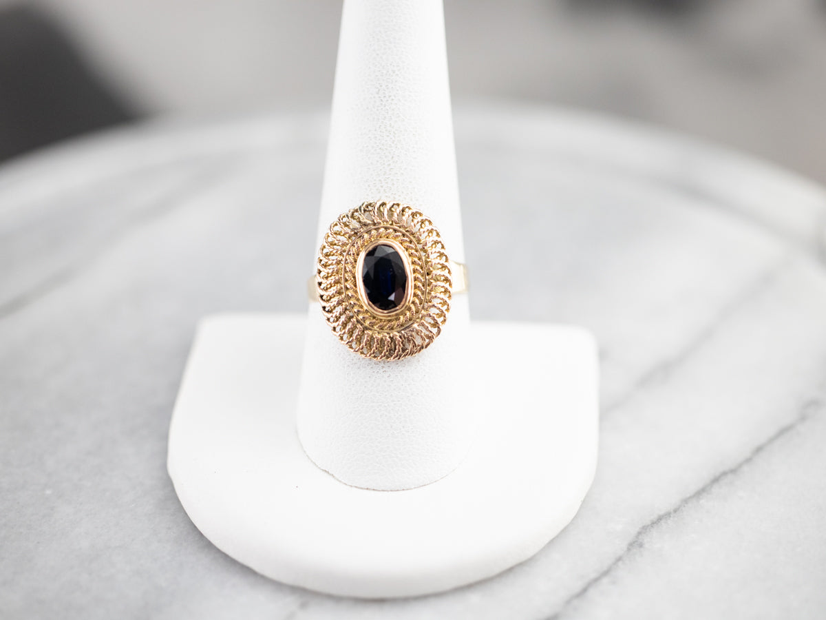 Sapphire Filigree Solitaire Ring