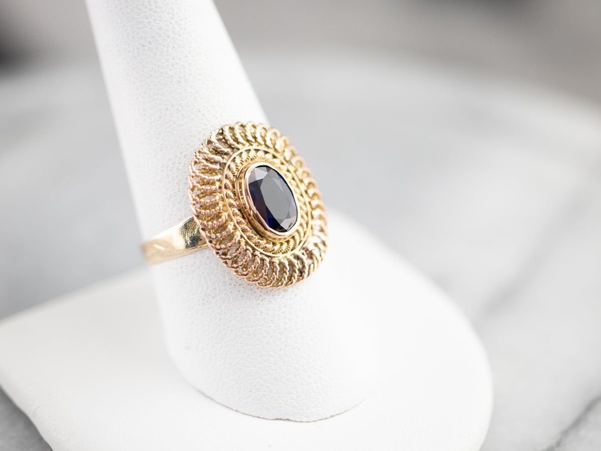 Sapphire Filigree Solitaire Ring