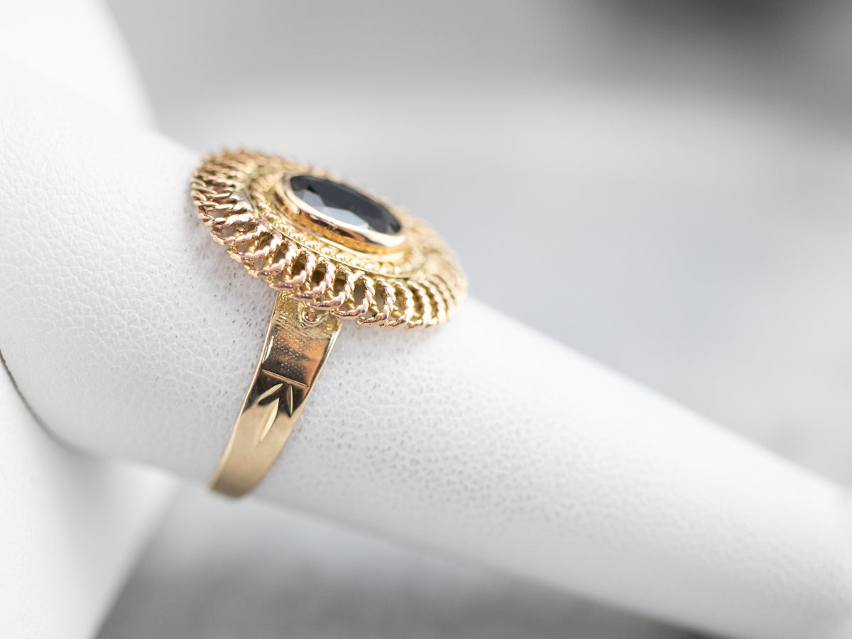 Sapphire Filigree Solitaire Ring