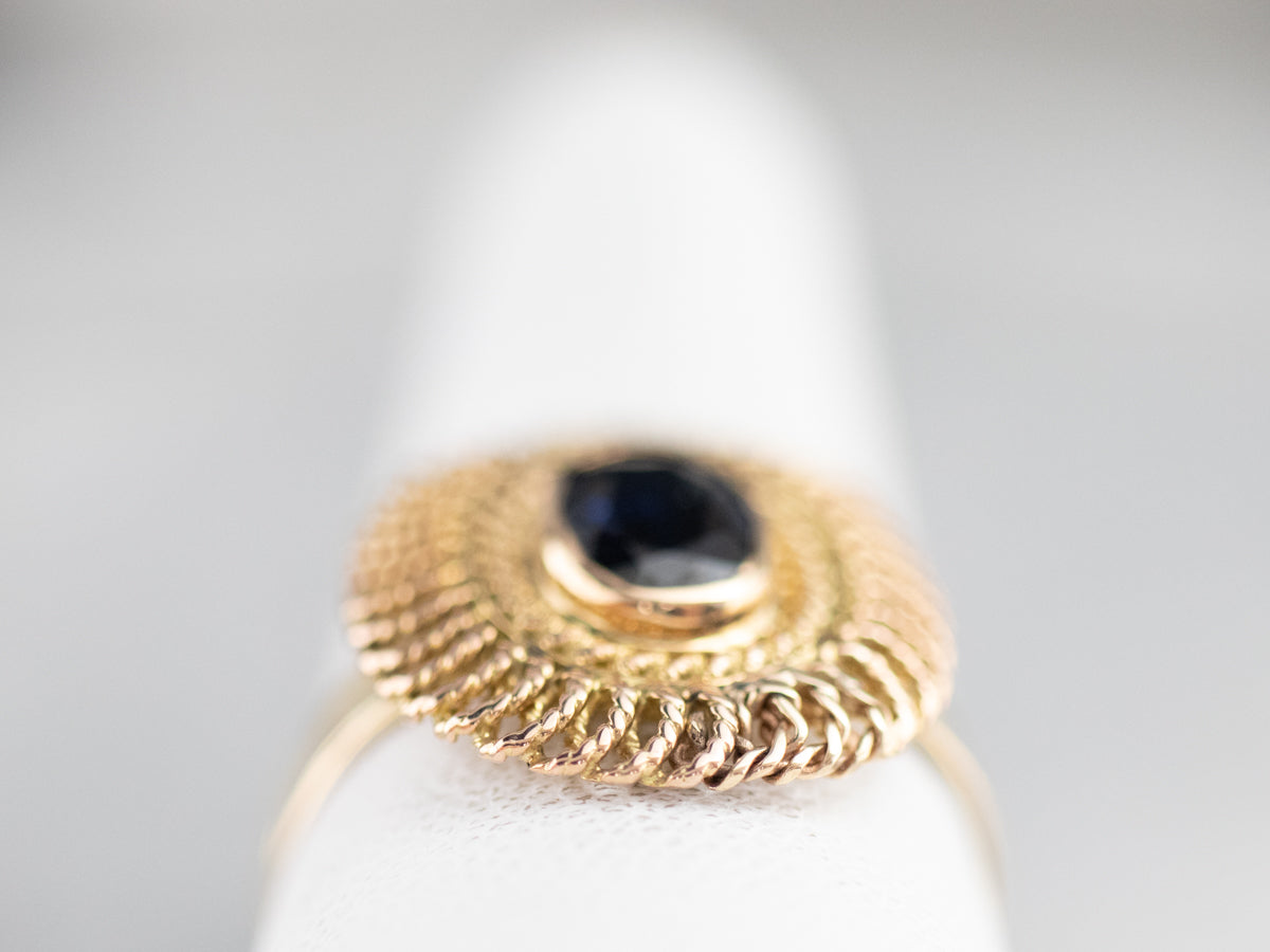 Sapphire Filigree Solitaire Ring