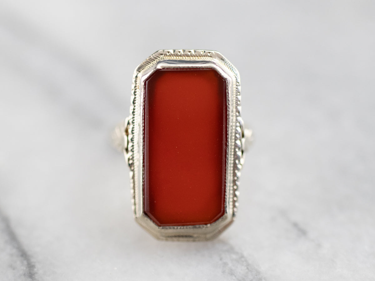 Art Deco Carnelian Dinner Ring